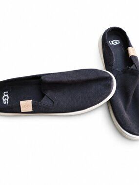 UGG Women Slip On Sneakers Black Canvas Casual Comfort Shoes